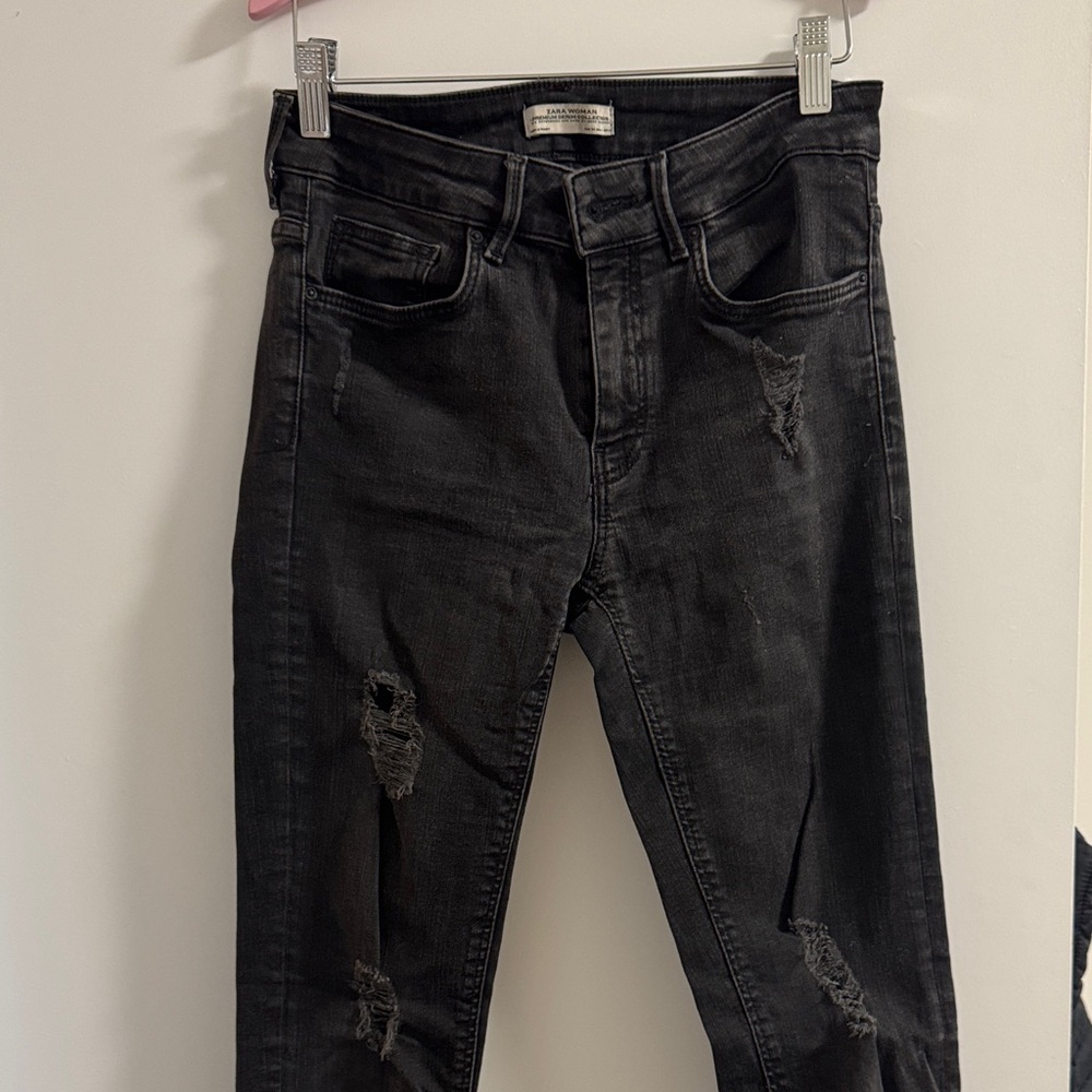 Zara Black Distressed Skinny Jeans